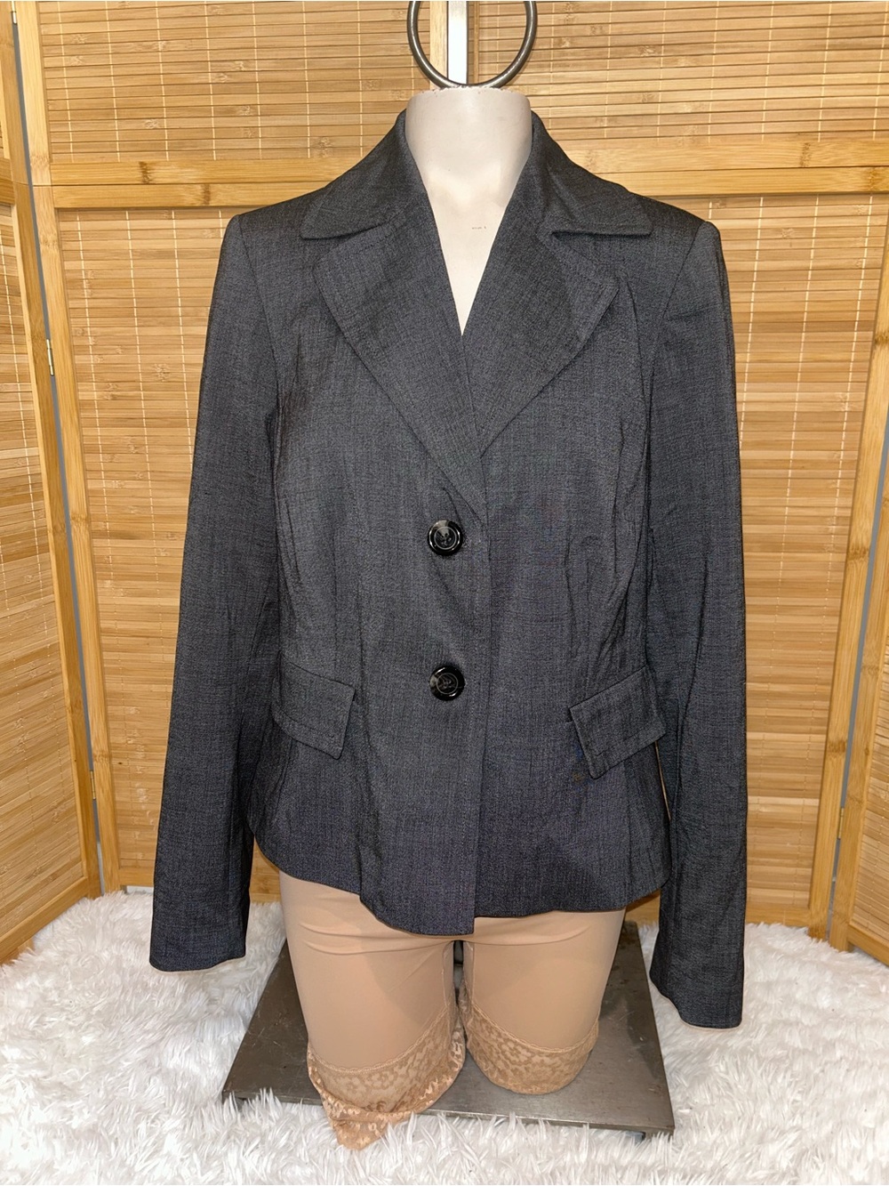George charcoal gray stretchy blazer 2 button suit jacket woman’s size 10 NWT